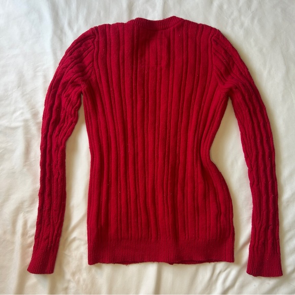Hollister red chunky cable knit cardigan - Picture 4 of 4